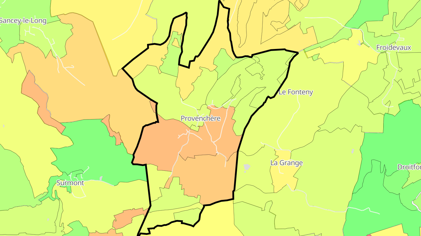Carte des prix de l'immobilier Provenchère