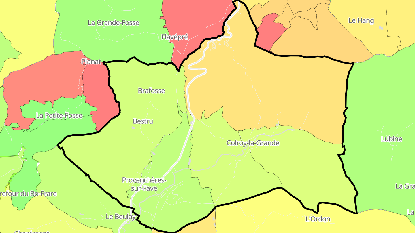 Carte des prix de l'immobilier Provenchères-et-Colroy