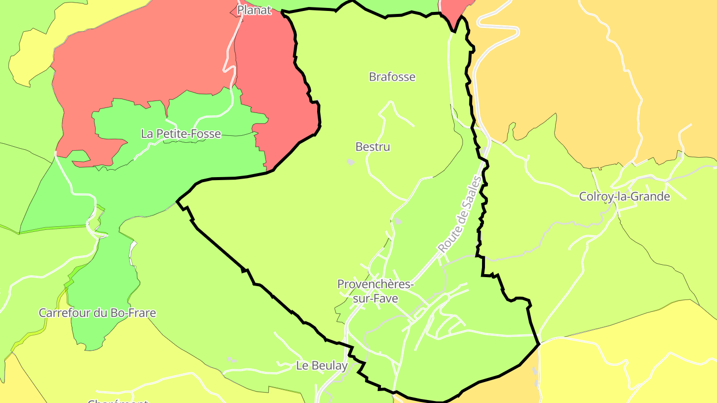 Carte des prix de l'immobilier Provenchères-sur-Fave