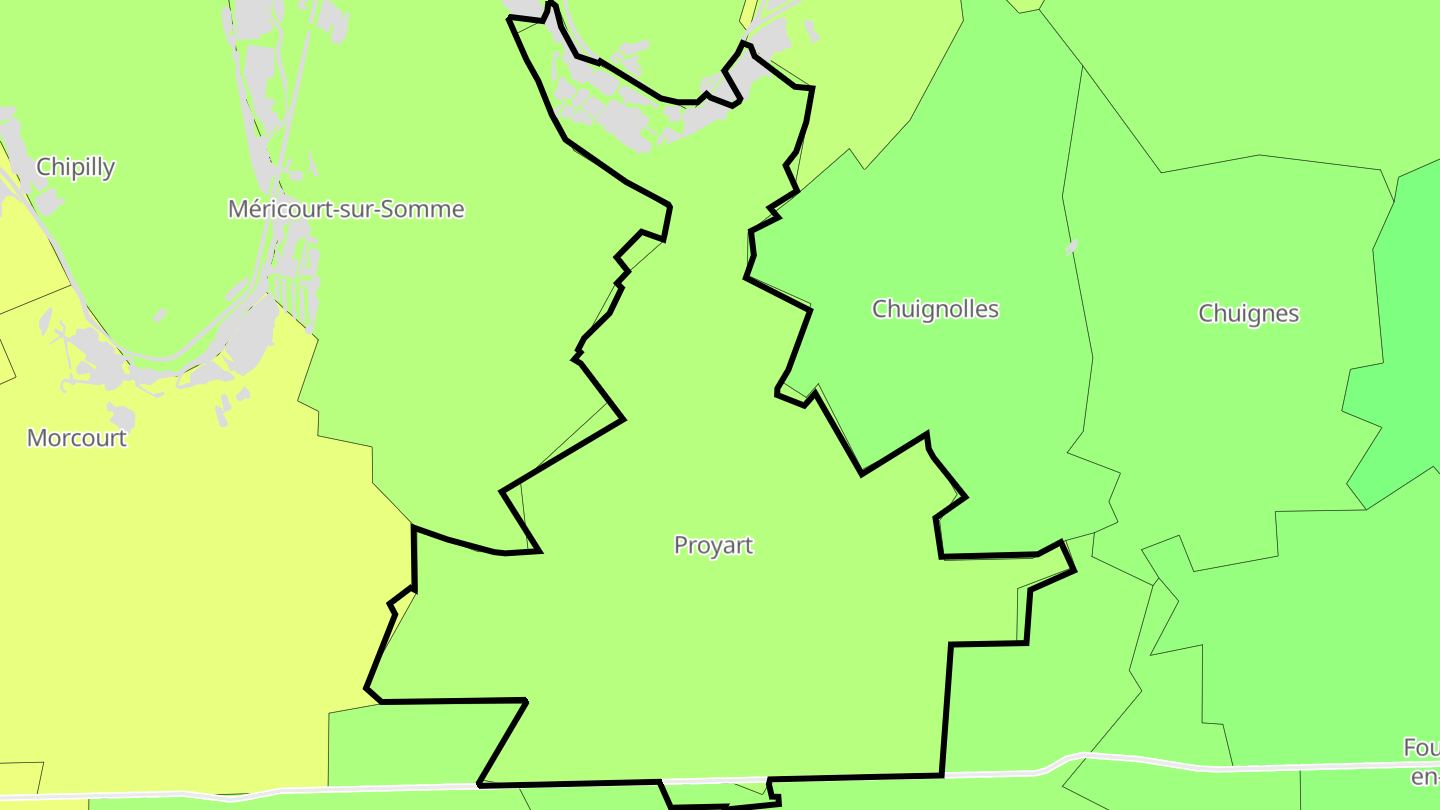 Carte des prix de l'immobilier Proyart