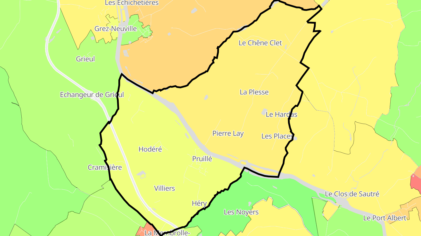 Carte des prix de l'immobilier Pruillé