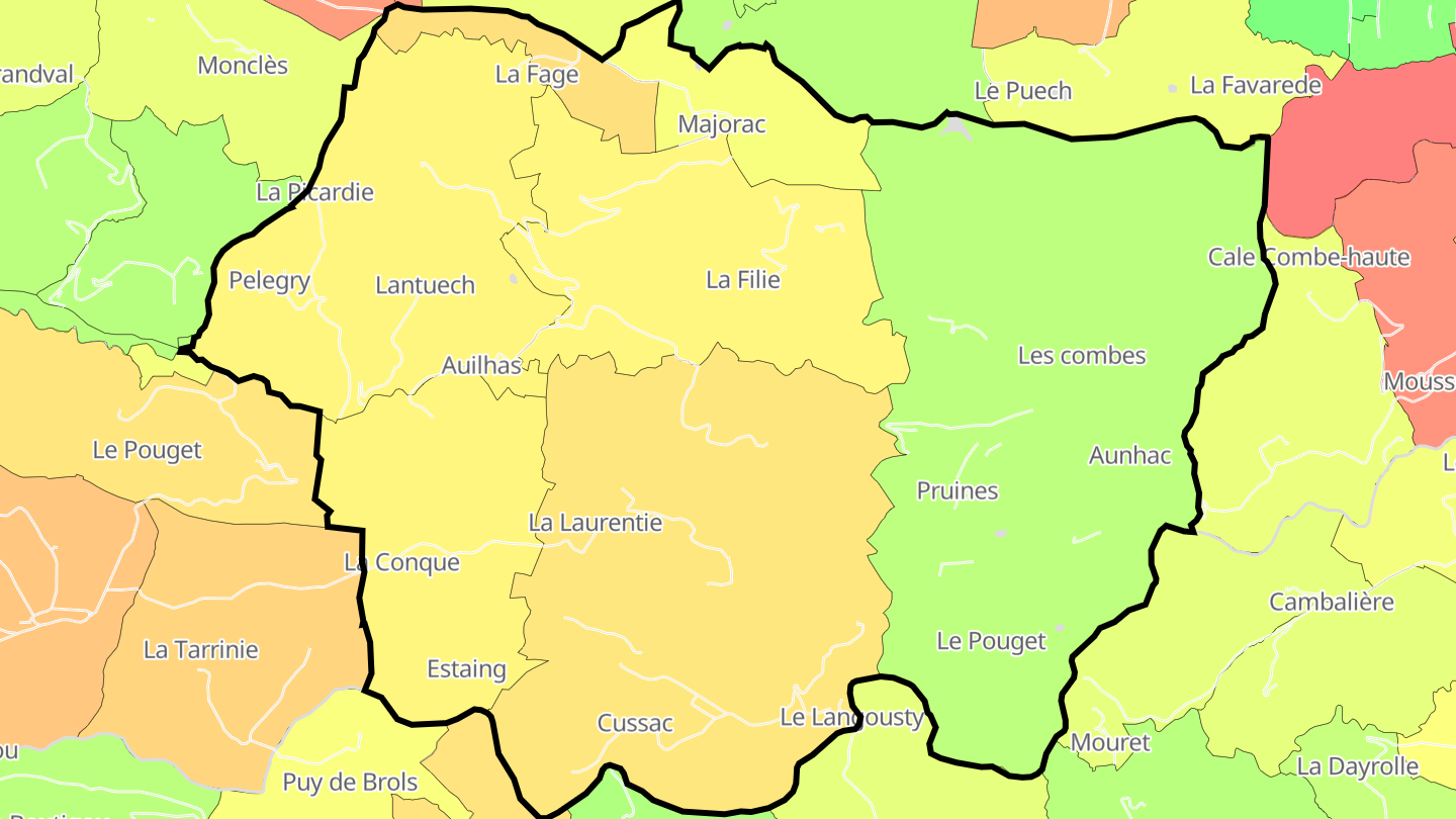 Carte des prix de l'immobilier Pruines