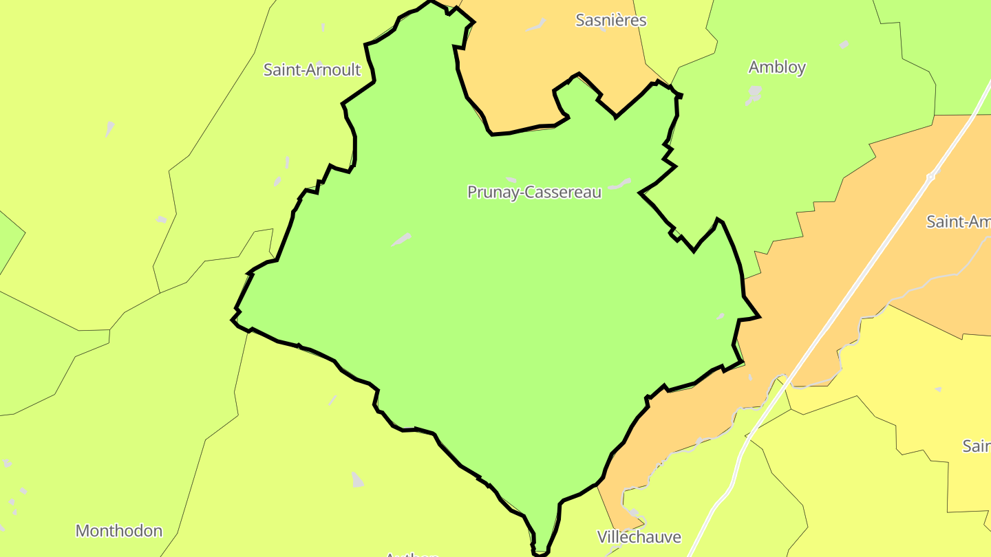 Carte des prix de l'immobilier Prunay-Cassereau