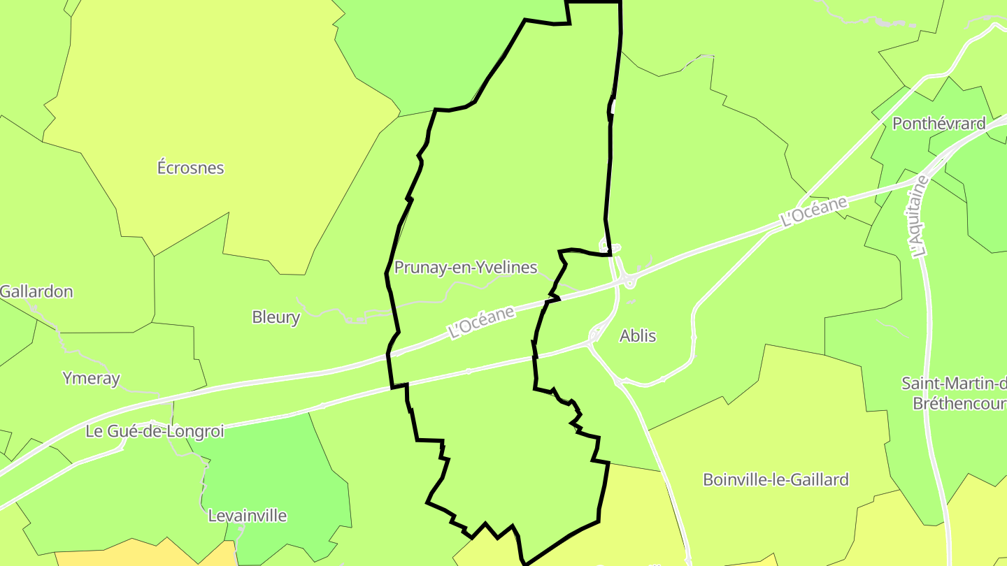 Carte des prix de l'immobilier Prunay-en-Yvelines