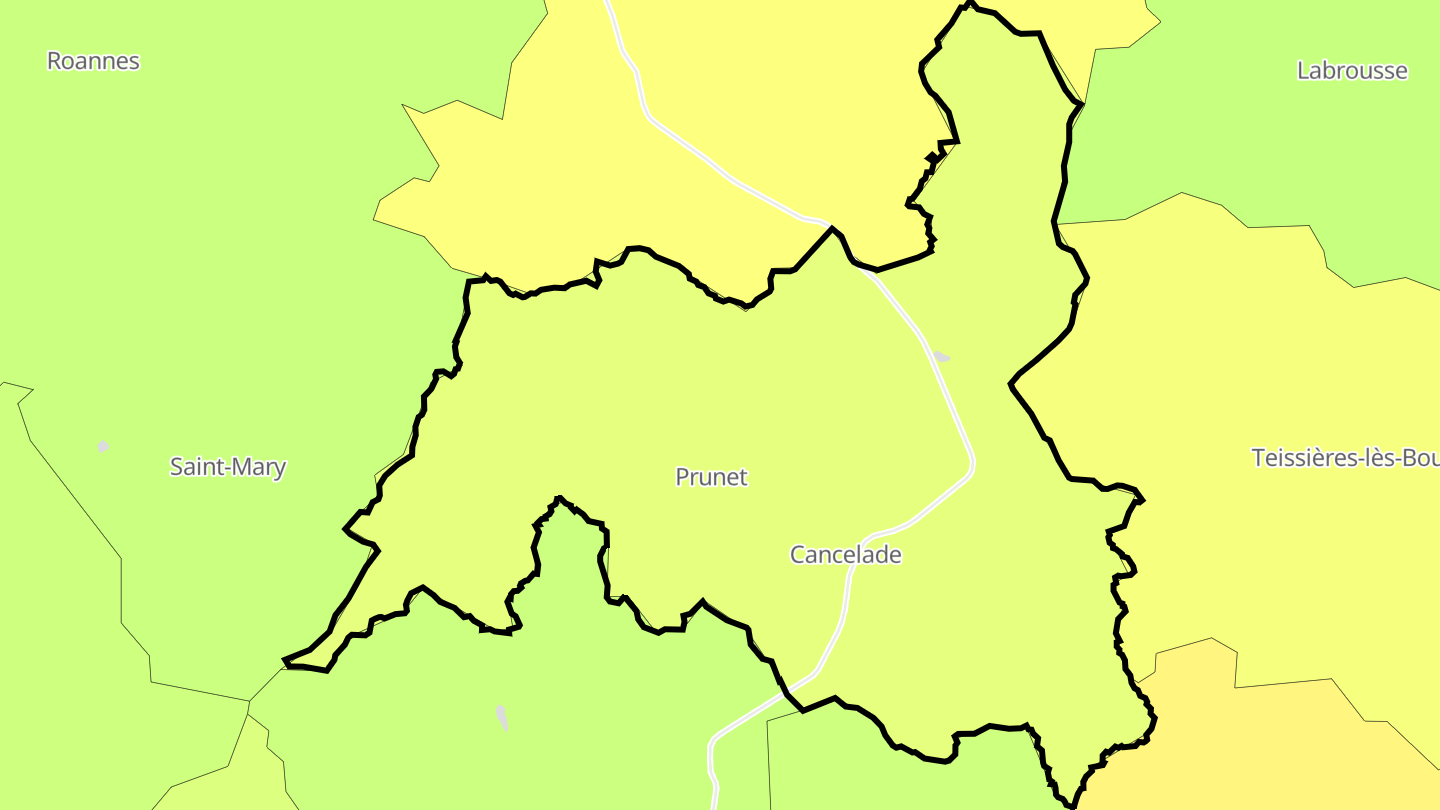 Carte des prix de l'immobilier Prunet