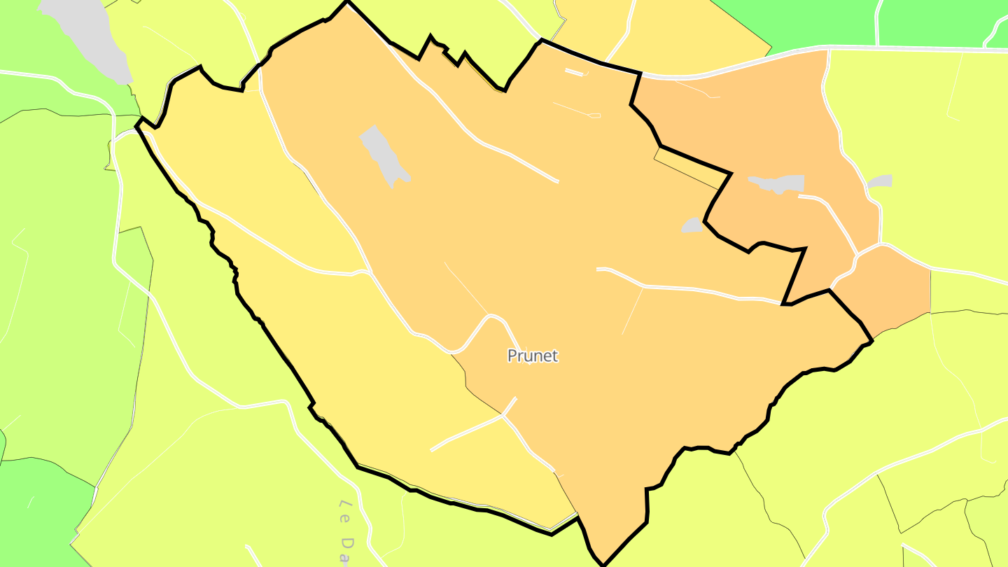 Carte des prix de l'immobilier Prunet