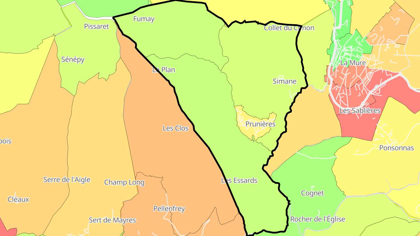Carte des prix de l'immobilier Prunières