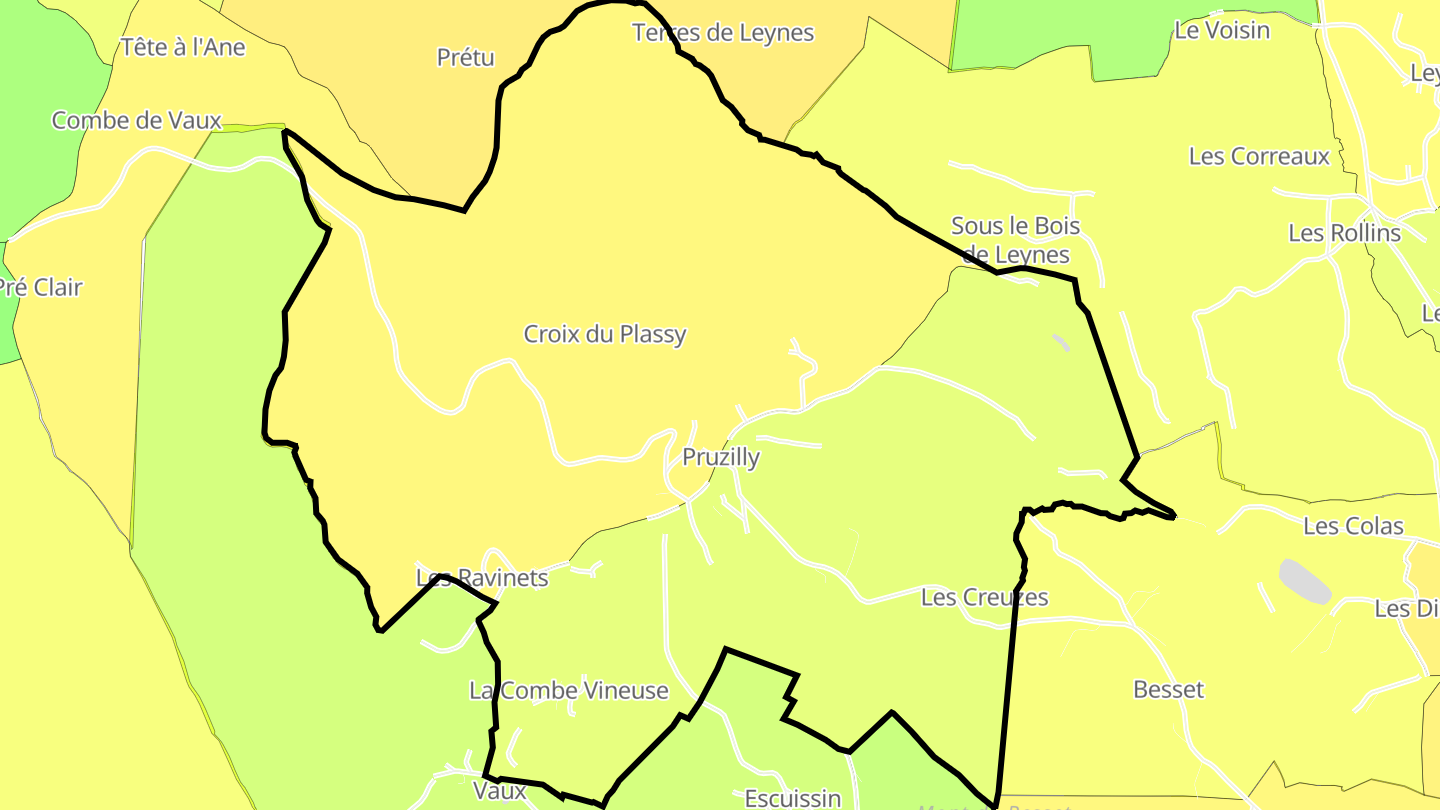 Carte des prix de l'immobilier Pruzilly