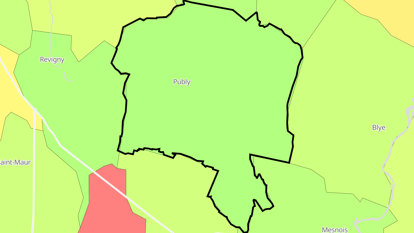 Carte des prix de l'immobilier Publy