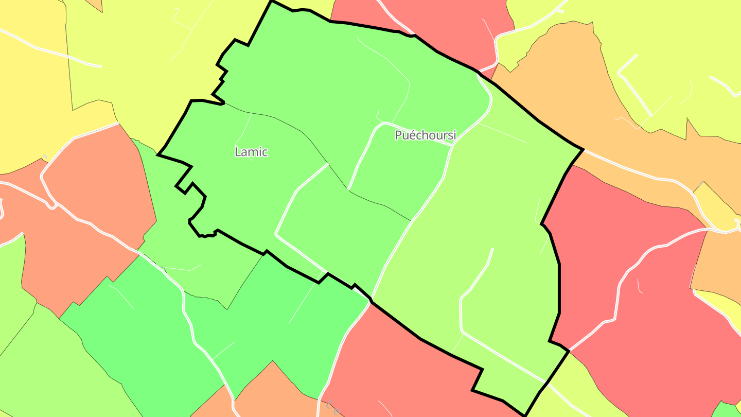 Carte des prix de l'immobilier Puéchoursi