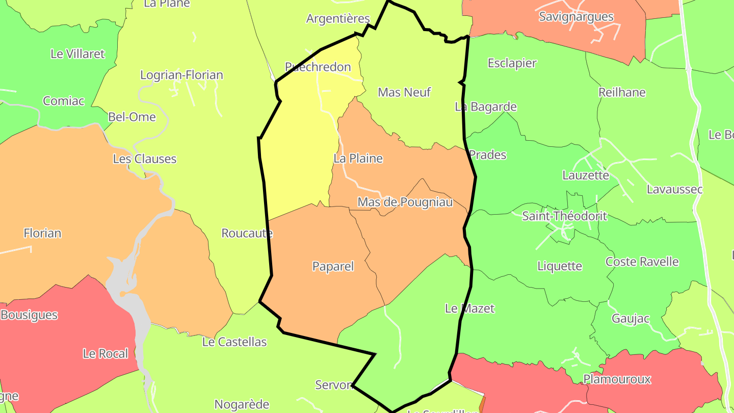 Carte des prix de l'immobilier Puechredon