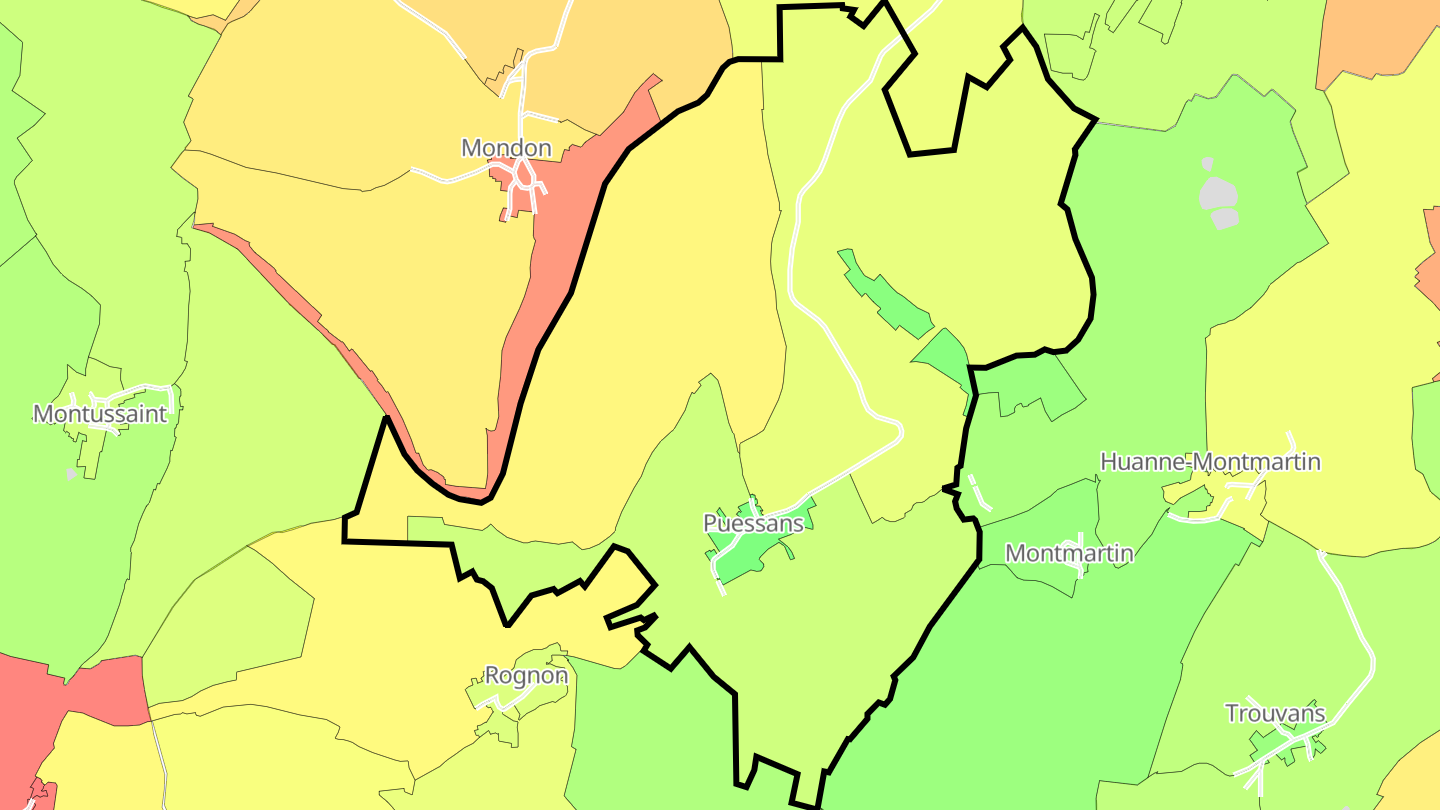 Carte des prix de l'immobilier Puessans
