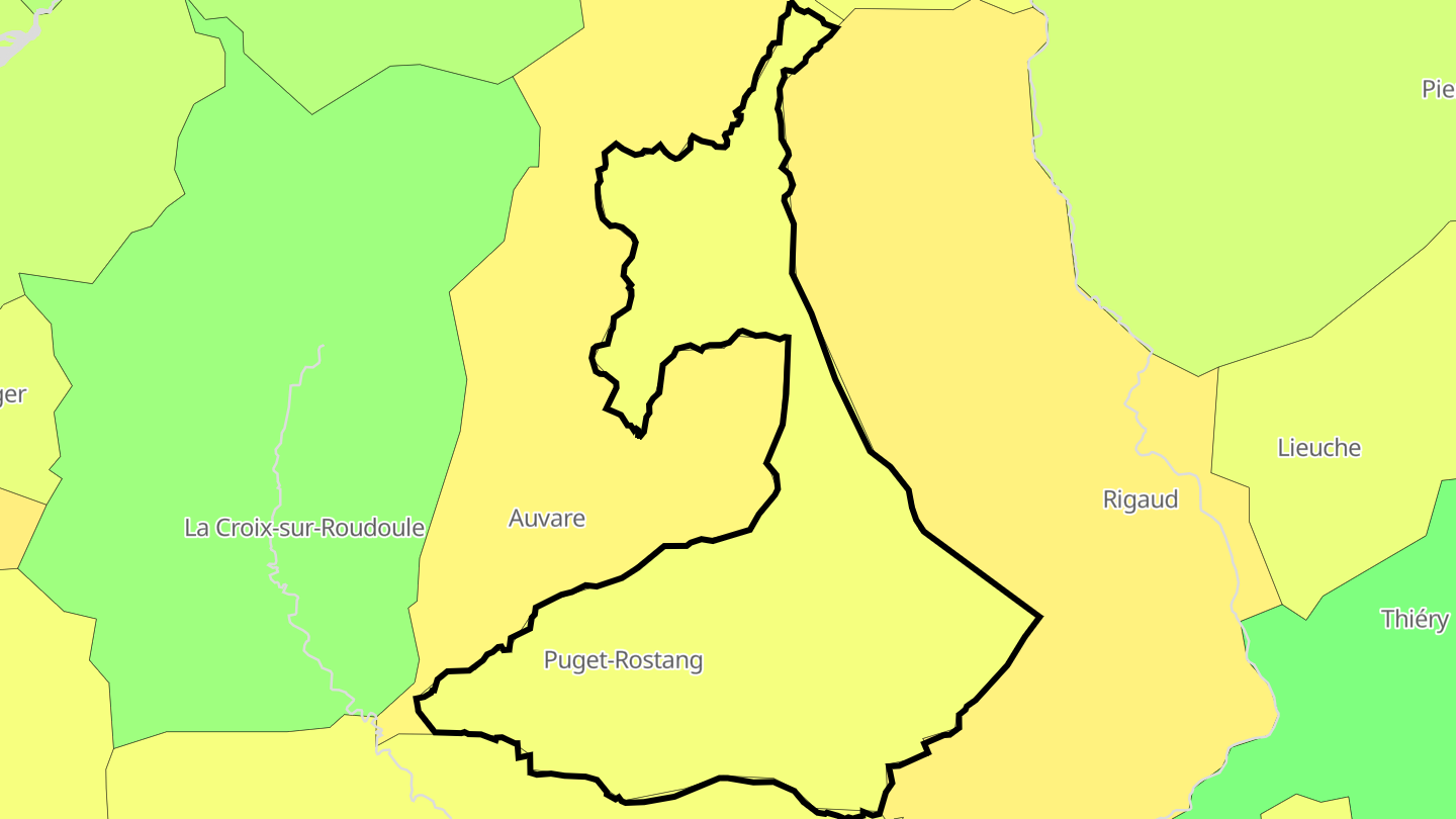 Carte des prix de l'immobilier Puget-Rostang