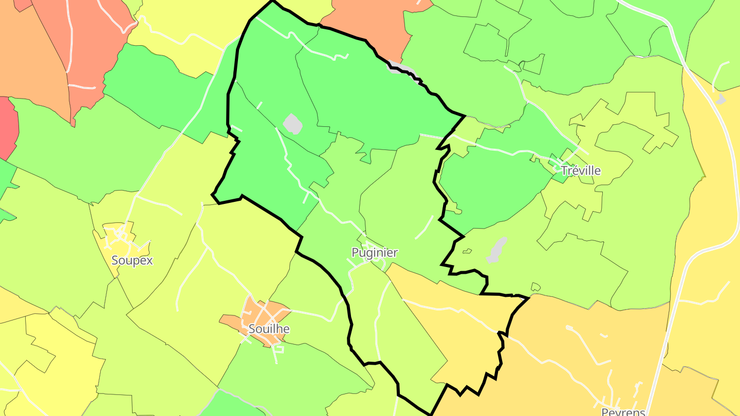 Carte des prix de l'immobilier Puginier