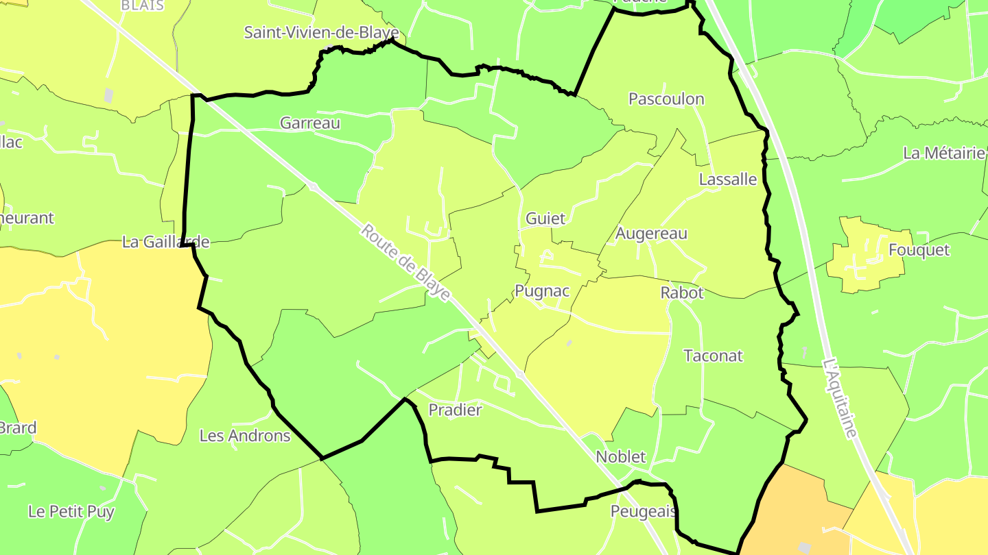 Carte des prix de l'immobilier Pugnac