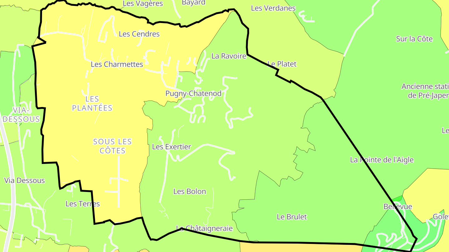Carte des prix de l'immobilier Pugny-Chatenod