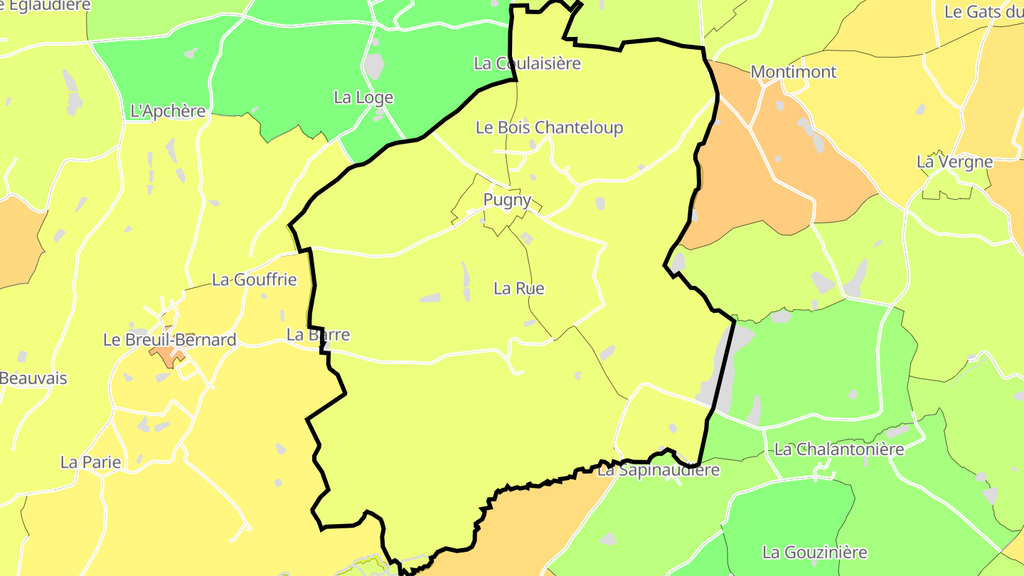 Carte des prix de l'immobilier Pugny
