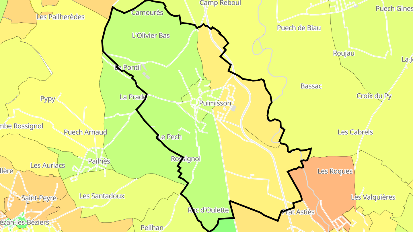 Carte des prix de l'immobilier Puimisson