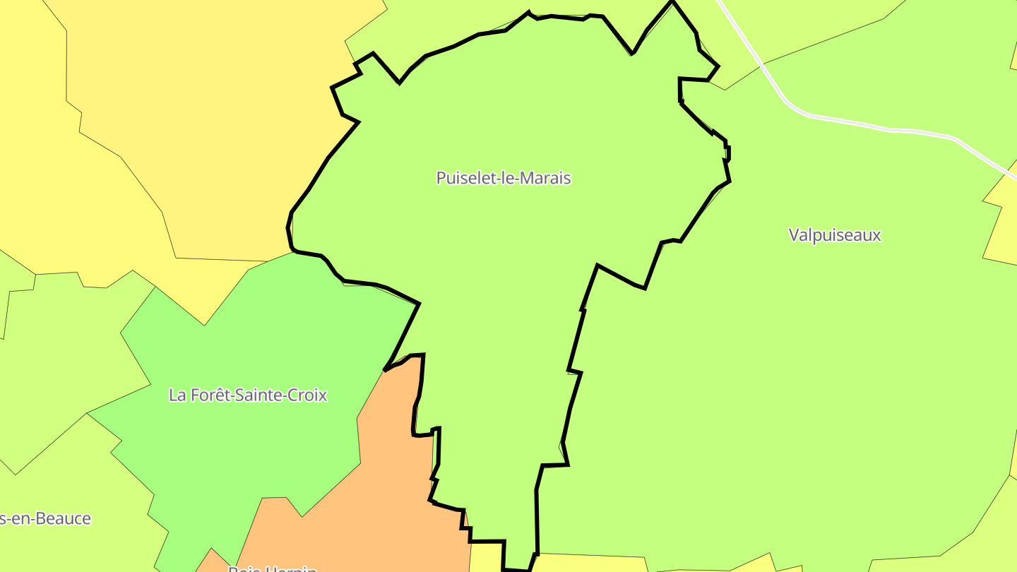 Carte des prix de l'immobilier Puiselet-le-Marais
