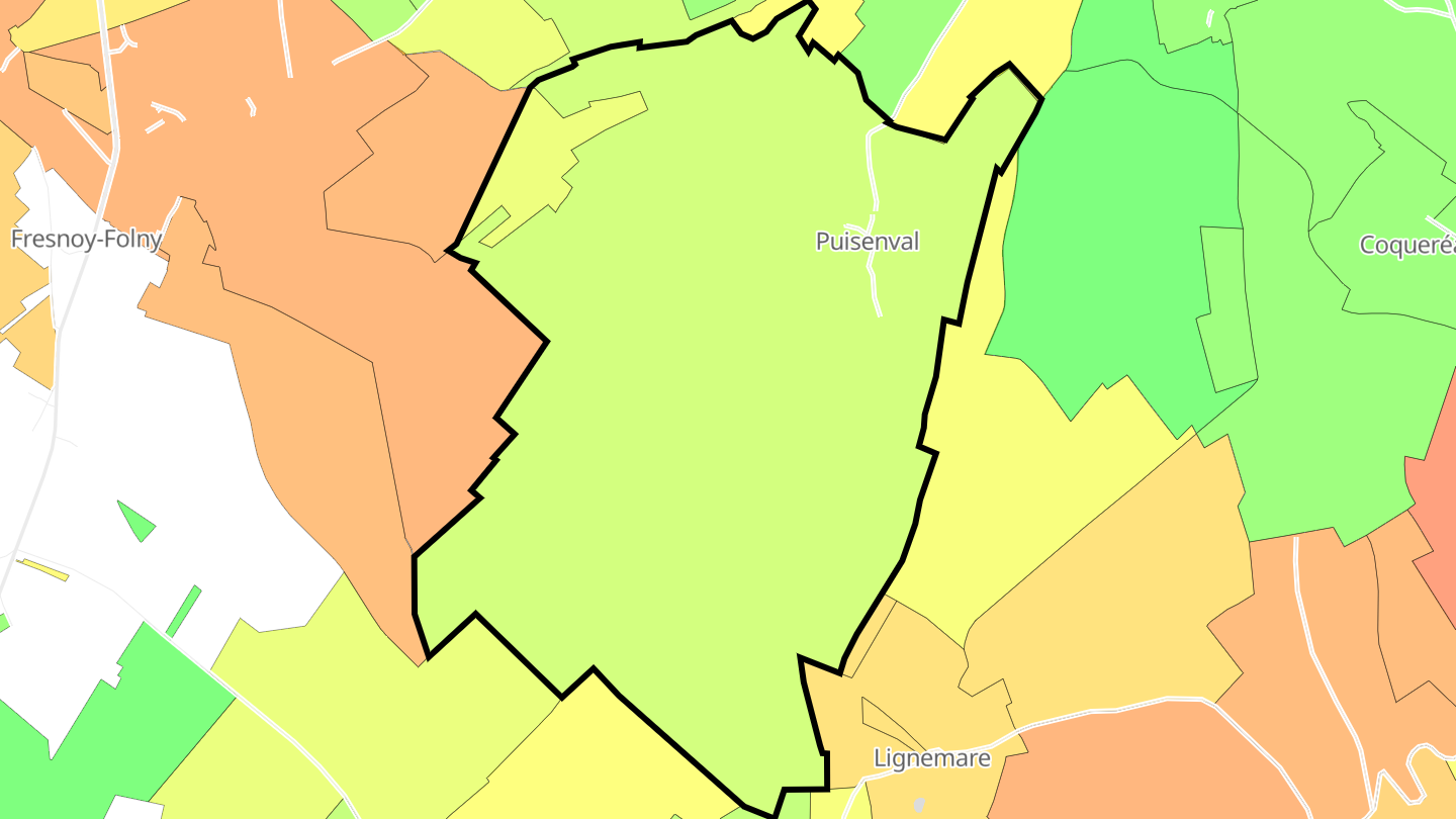 Carte des prix de l'immobilier Puisenval