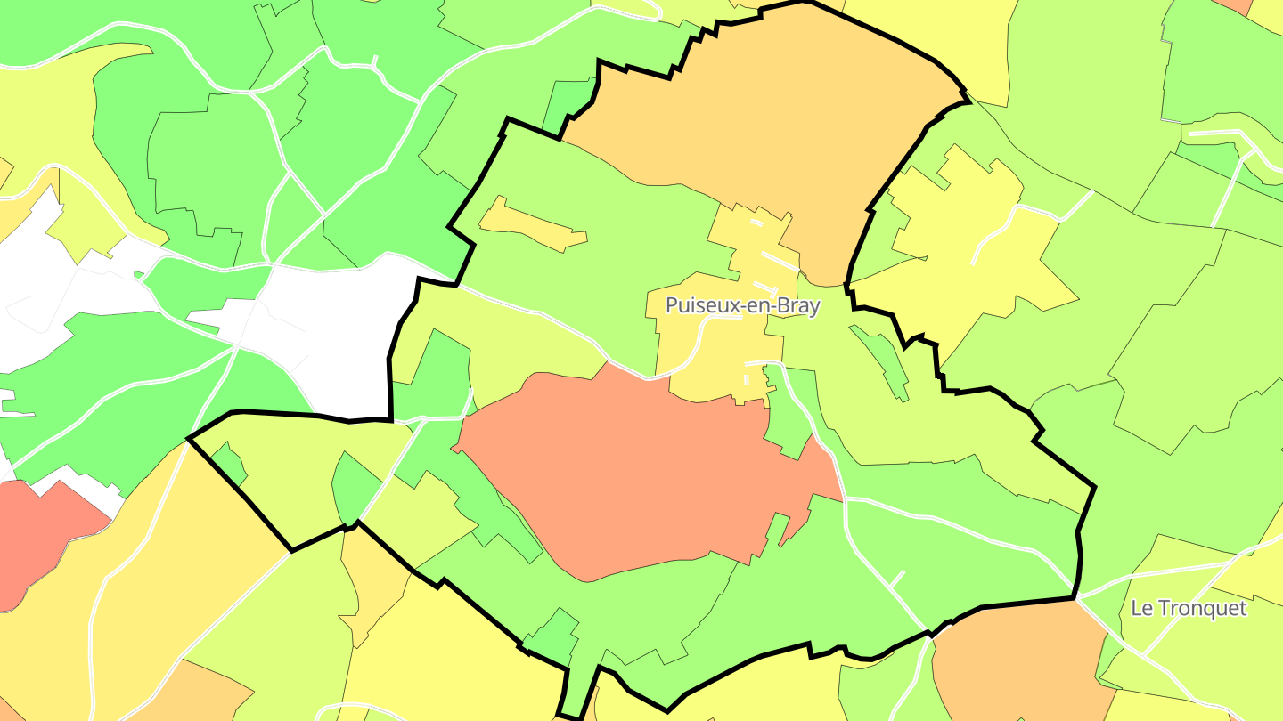 Carte des prix de l'immobilier Puiseux-en-Bray