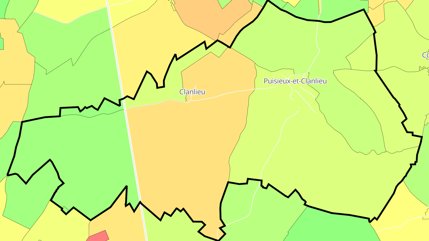 Carte des prix de l'immobilier Puisieux-et-Clanlieu
