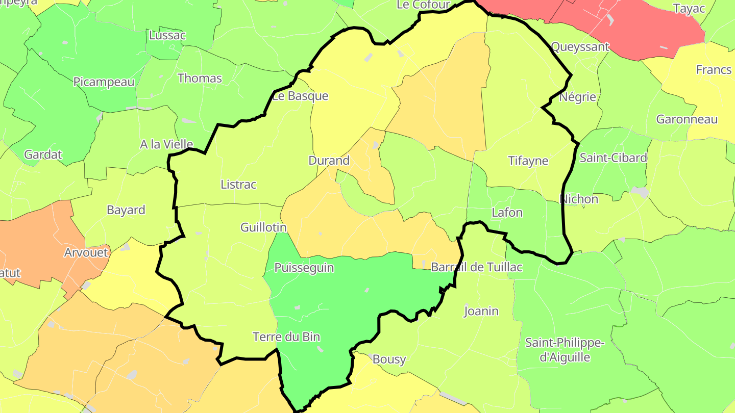 Carte des prix de l'immobilier Puisseguin