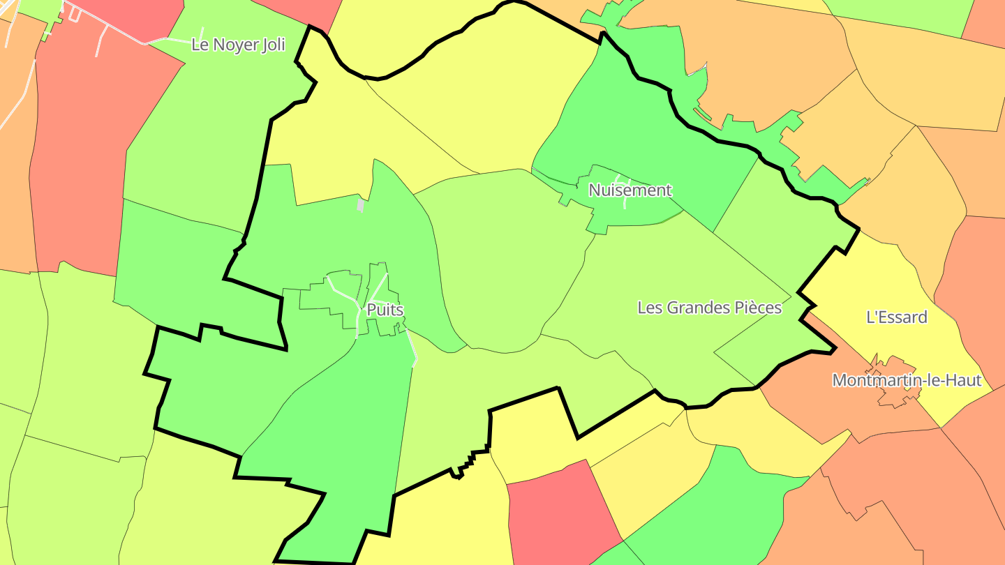 Carte des prix de l'immobilier Puits-et-Nuisement