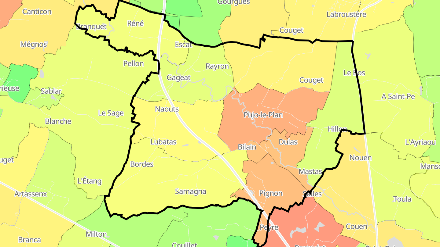 Carte des prix de l'immobilier Pujo-le-Plan
