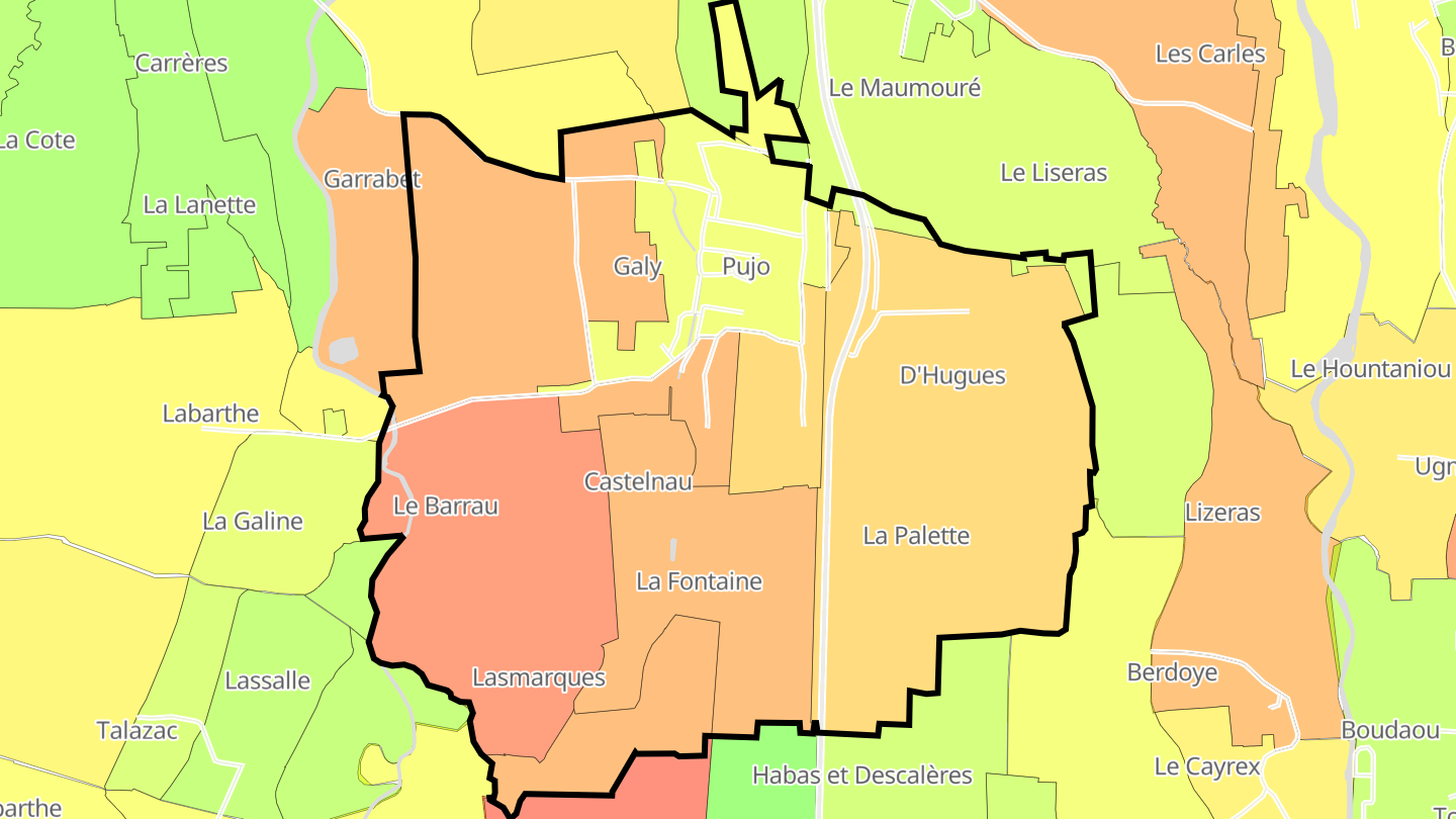 Carte des prix de l'immobilier Pujo