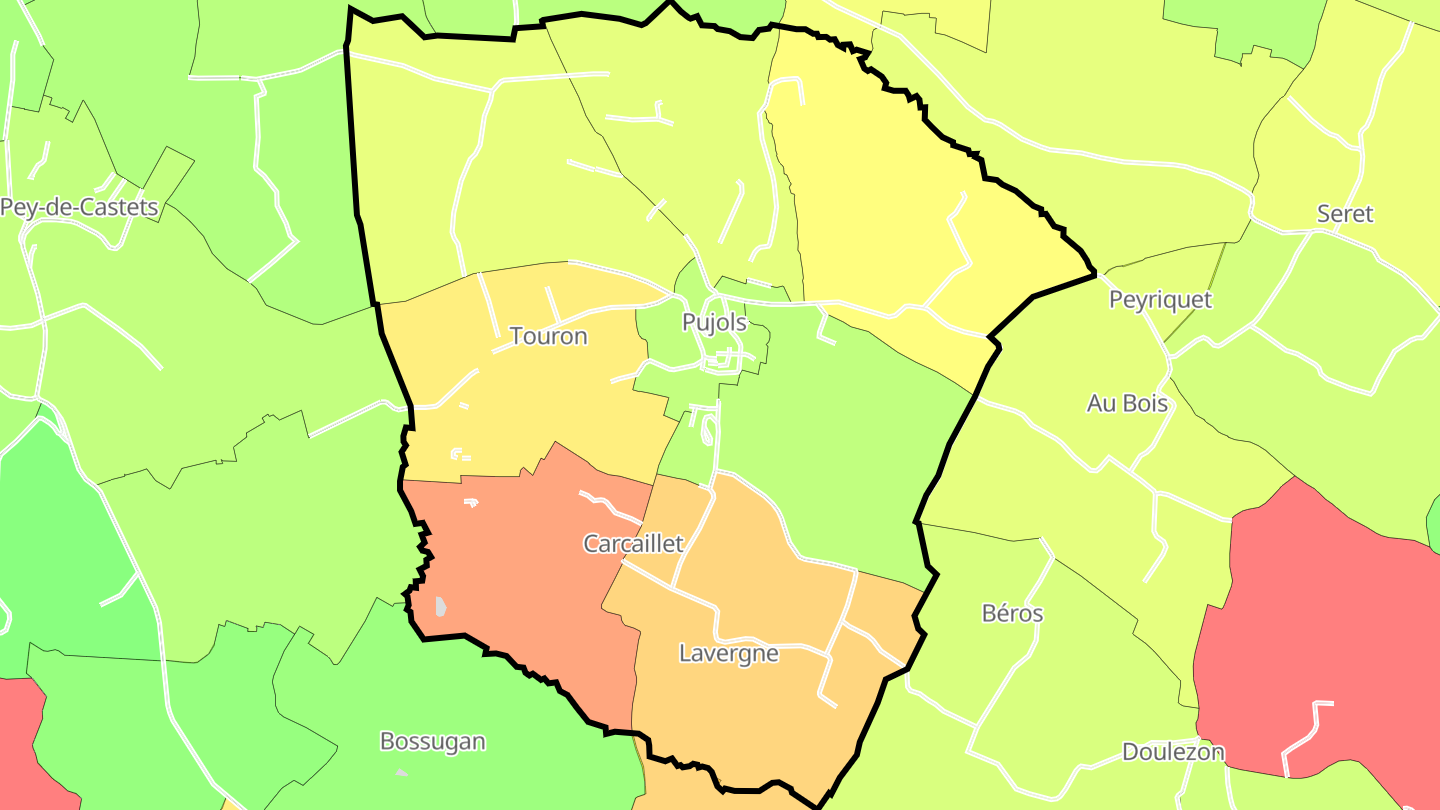 Carte des prix de l'immobilier Pujols