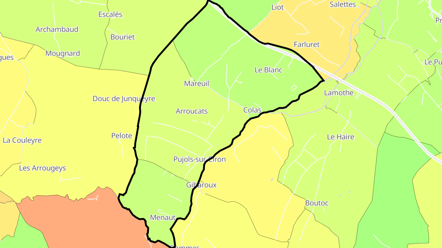 Carte des prix de l'immobilier Pujols-sur-Ciron