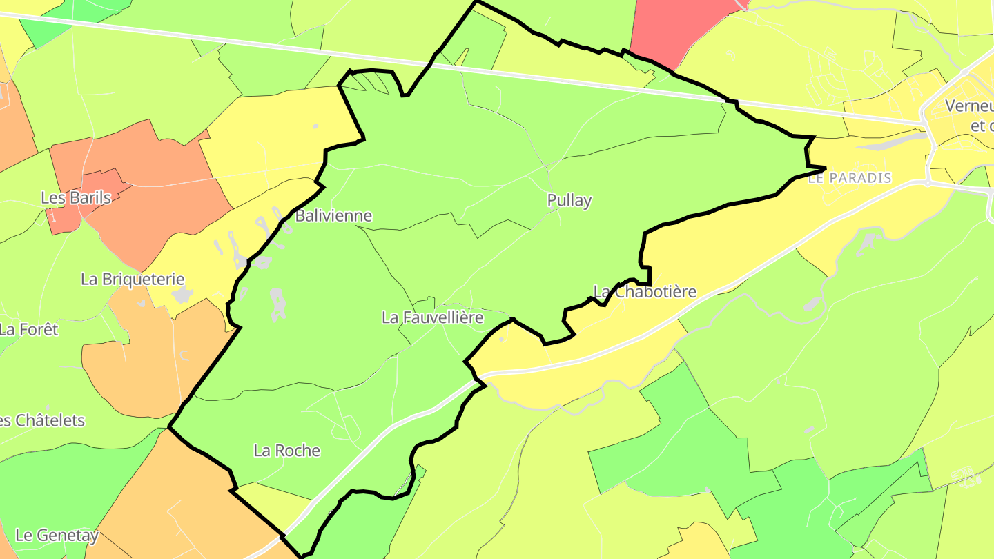 Carte des prix de l'immobilier Pullay