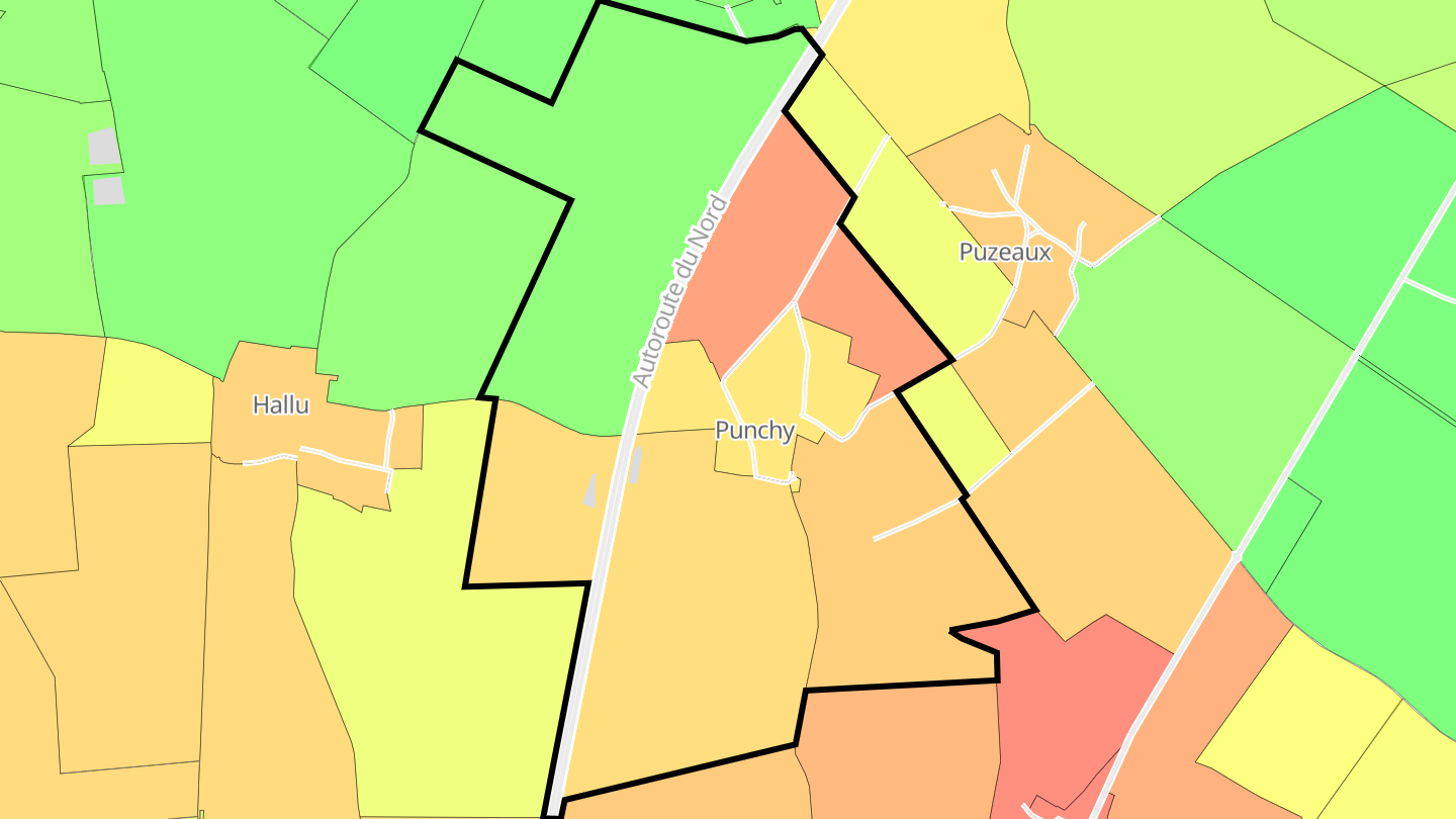 Carte des prix de l'immobilier Punchy