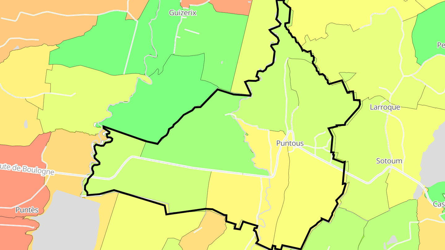 Carte des prix de l'immobilier Puntous