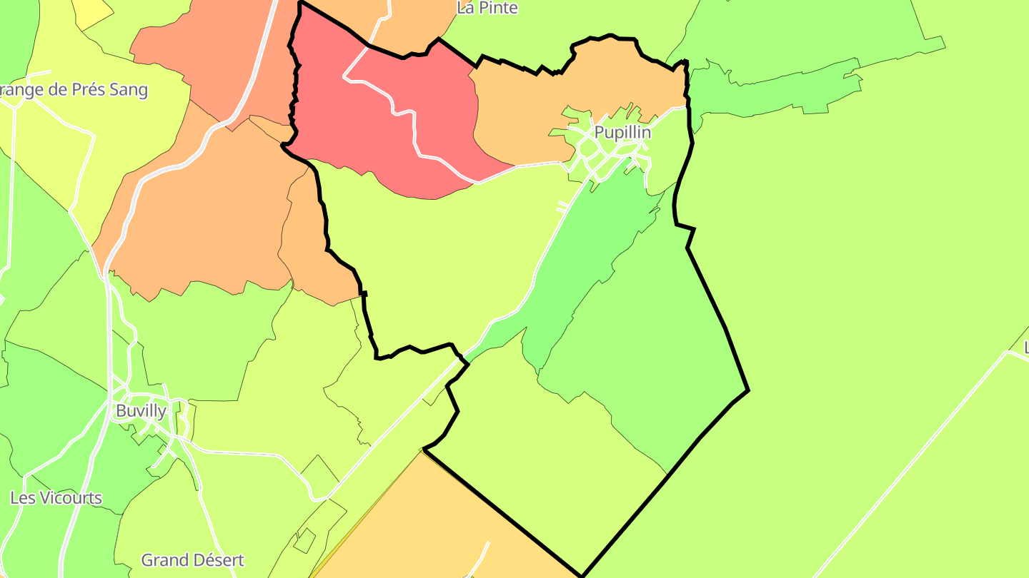 Carte des prix de l'immobilier Pupillin
