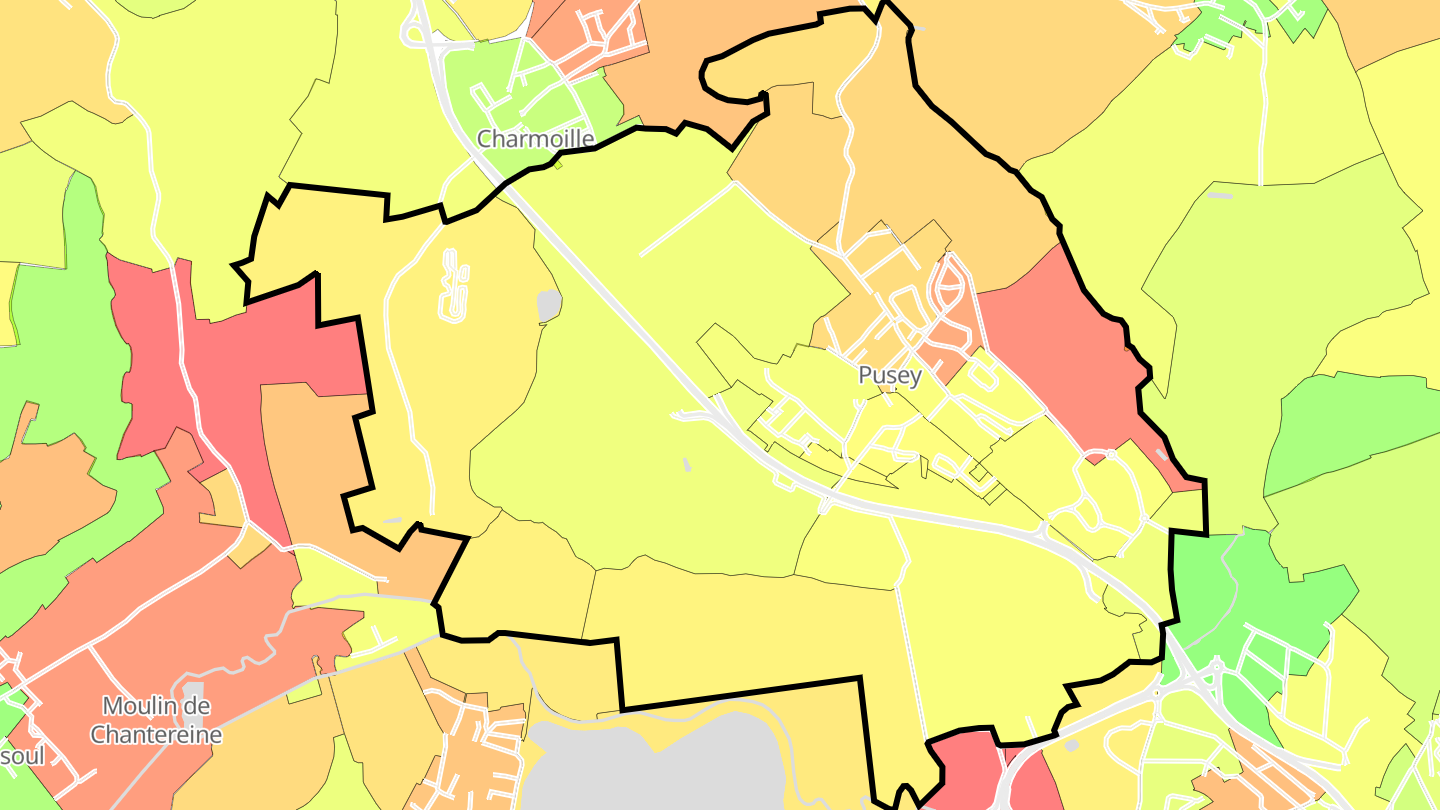 Carte des prix de l'immobilier Pusey