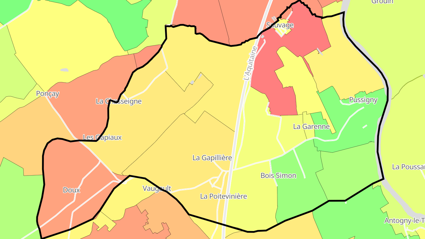Carte des prix de l'immobilier Pussigny