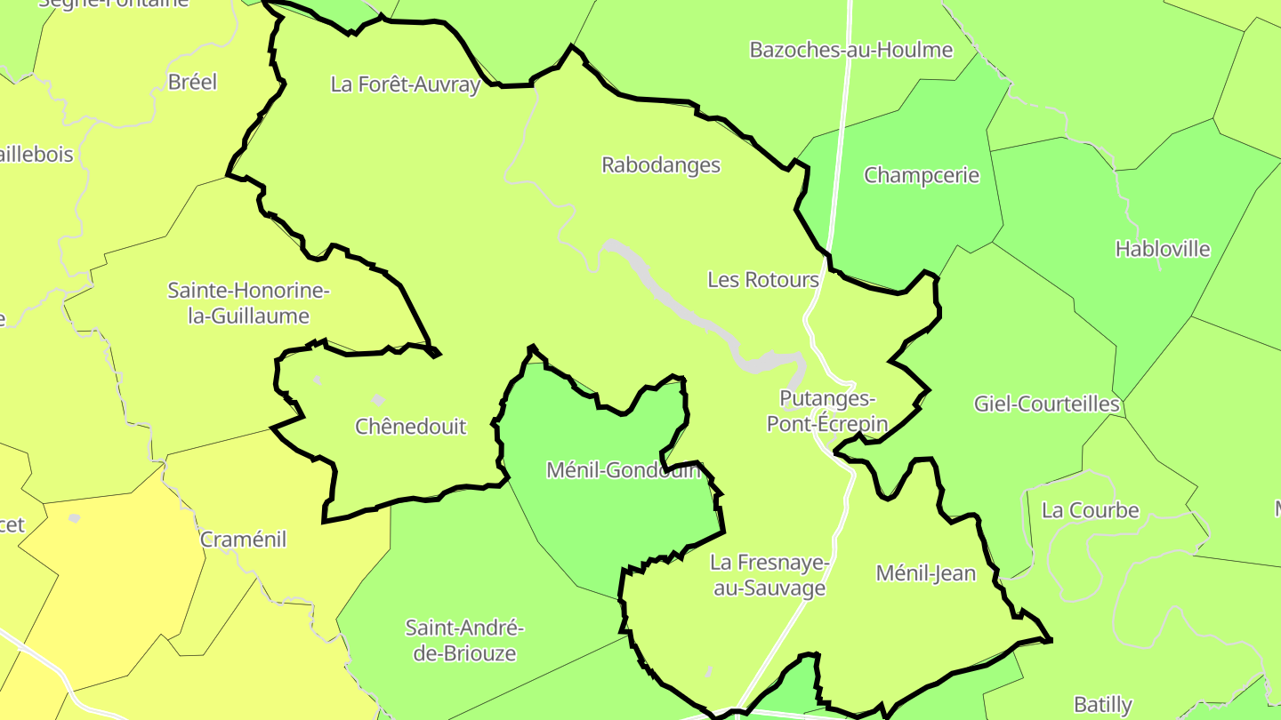 Carte des prix de l'immobilier Putanges-le-Lac