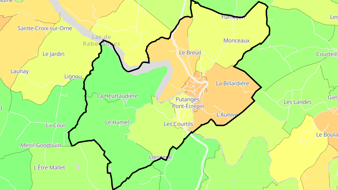 Carte des prix de l'immobilier Putanges-Pont-Écrepin