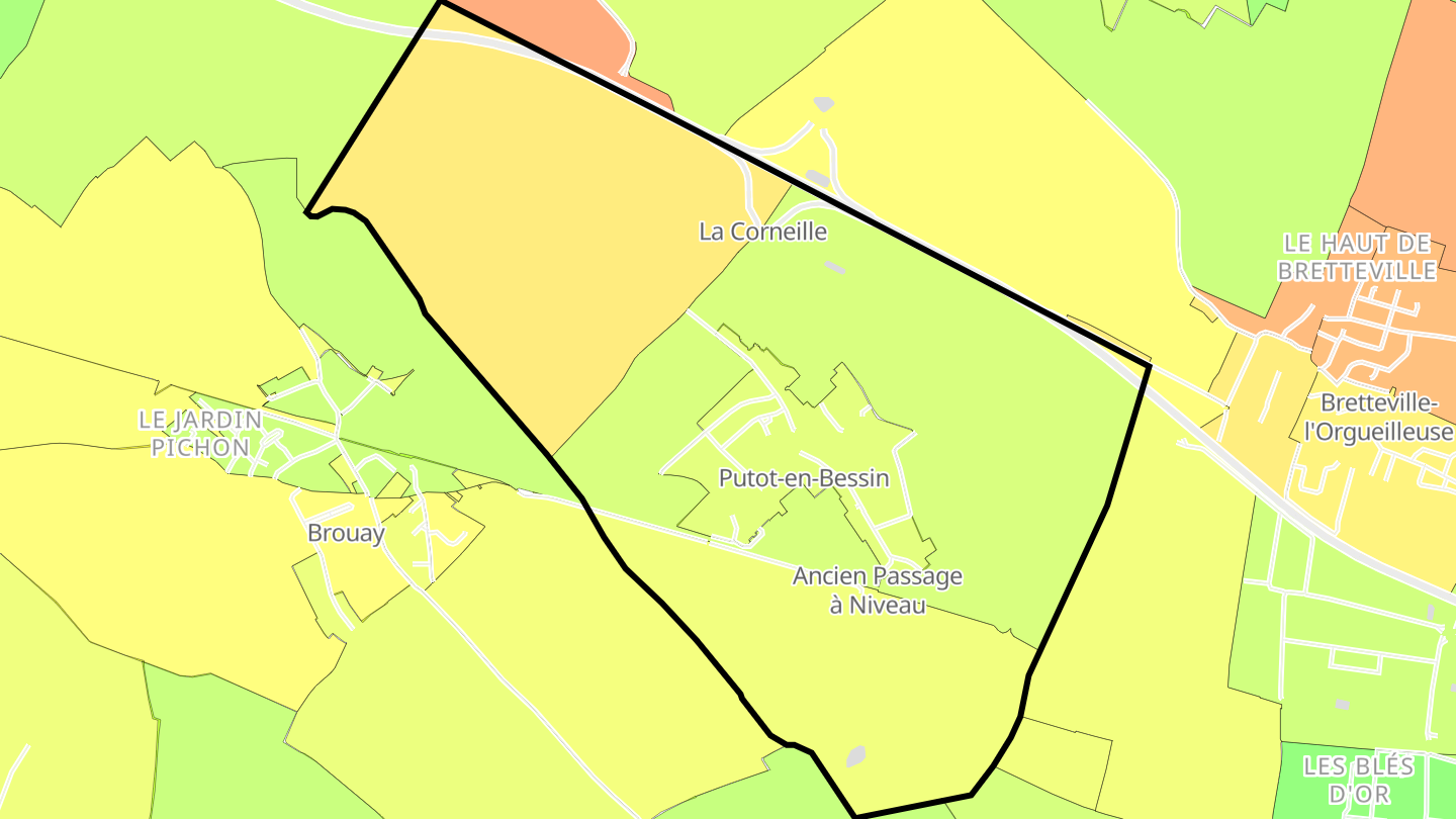 Carte des prix de l'immobilier Putot-en-Bessin