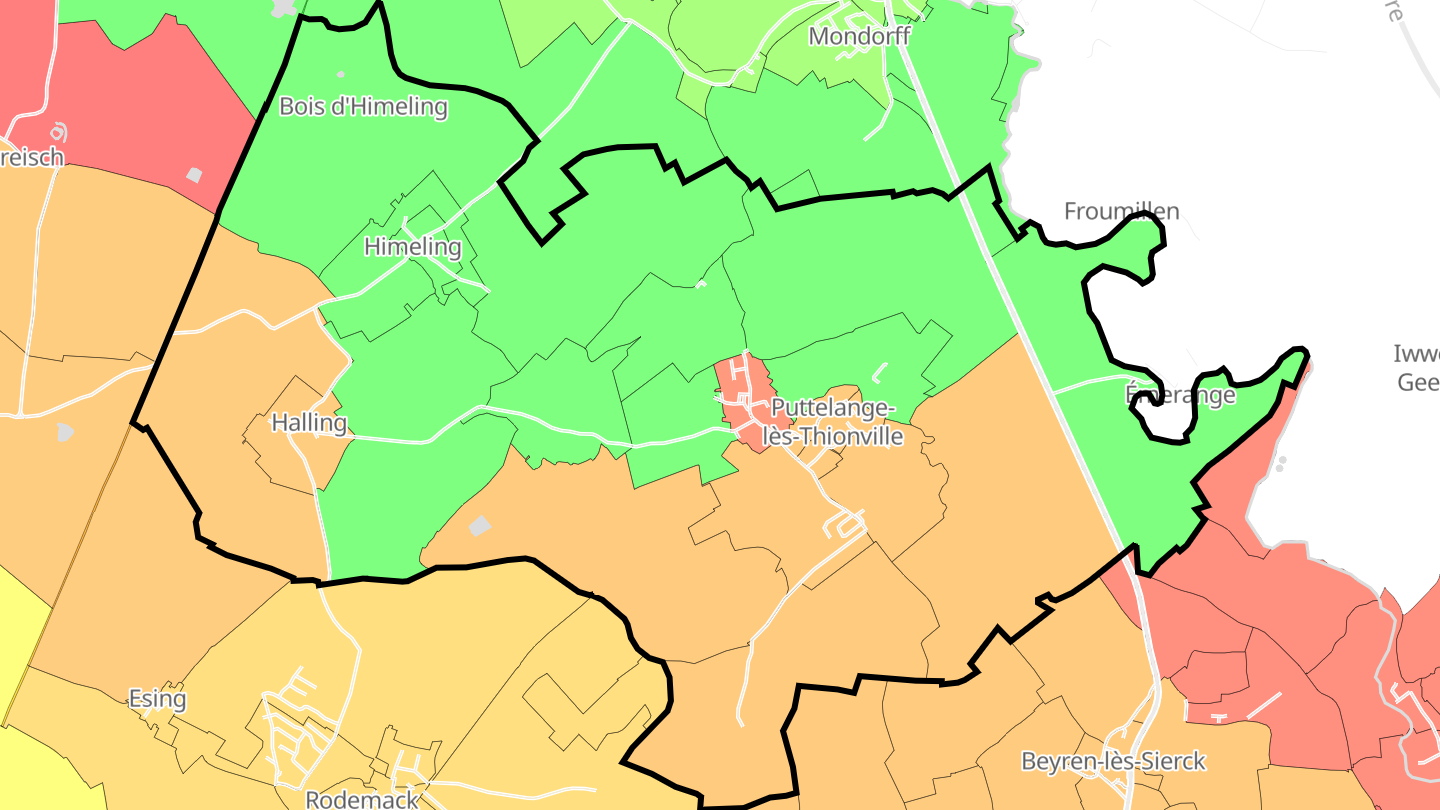 Carte des prix de l'immobilier Puttelange-lès-Thionville
