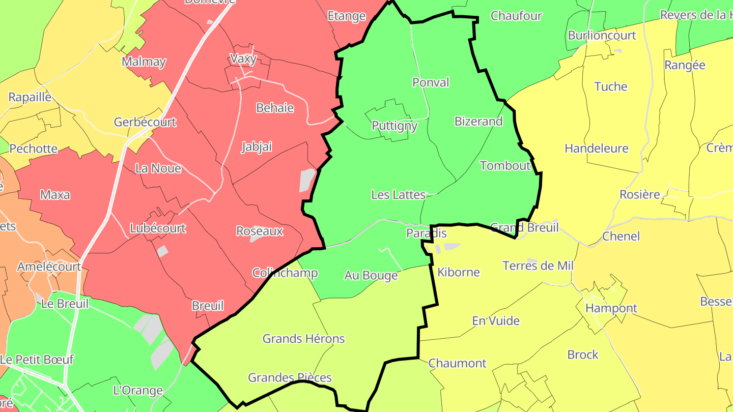Carte des prix de l'immobilier Puttigny