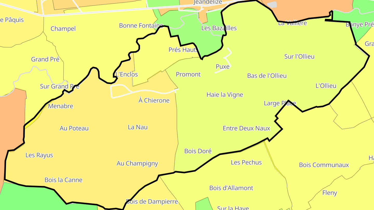 Carte des prix de l'immobilier Puxe