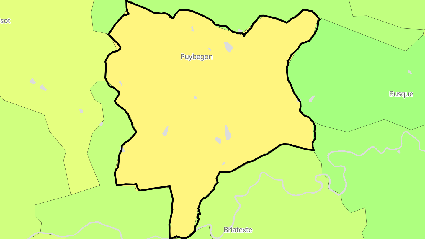 Carte des prix de l'immobilier Puybegon