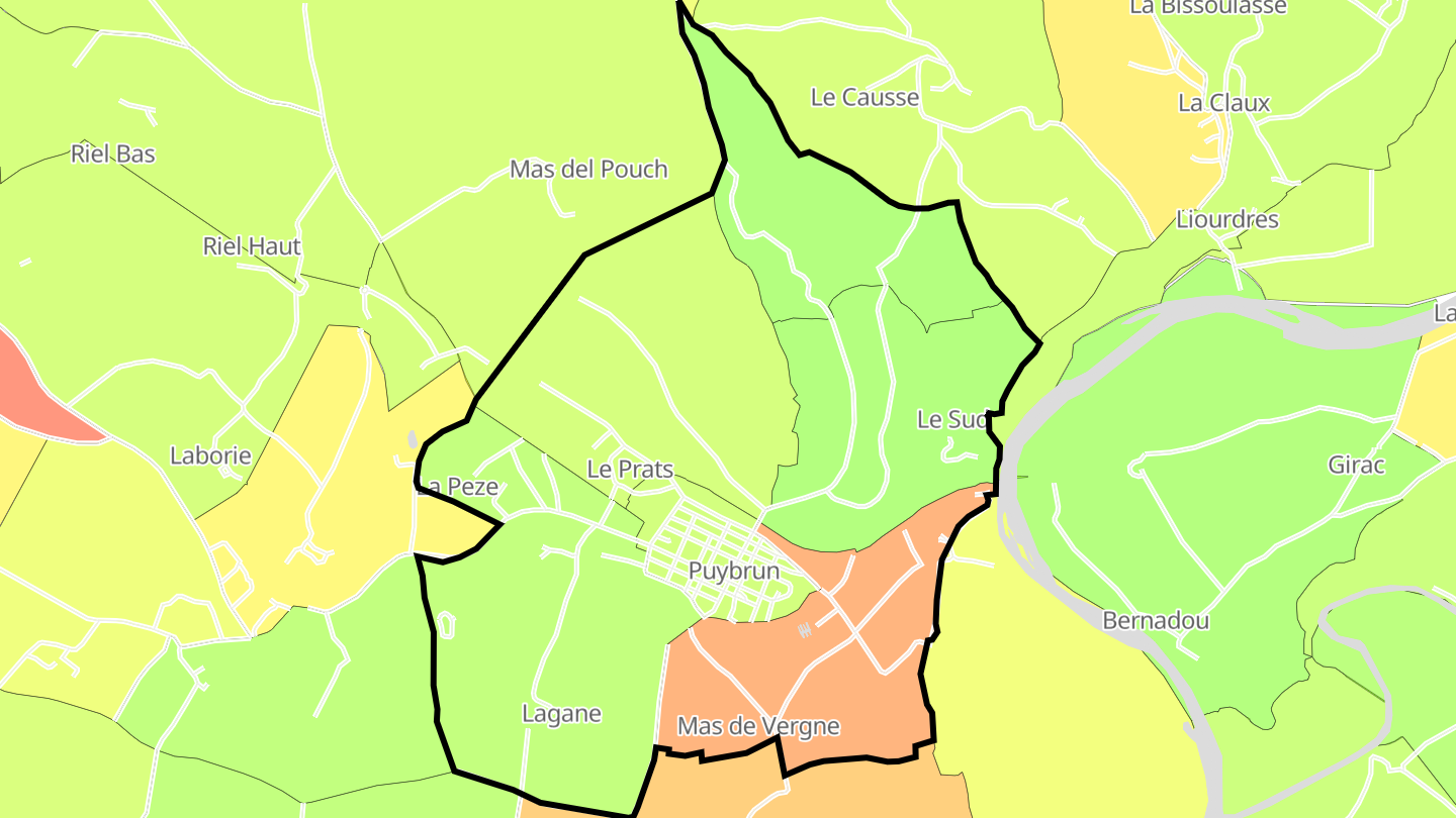 Carte des prix de l'immobilier Puybrun