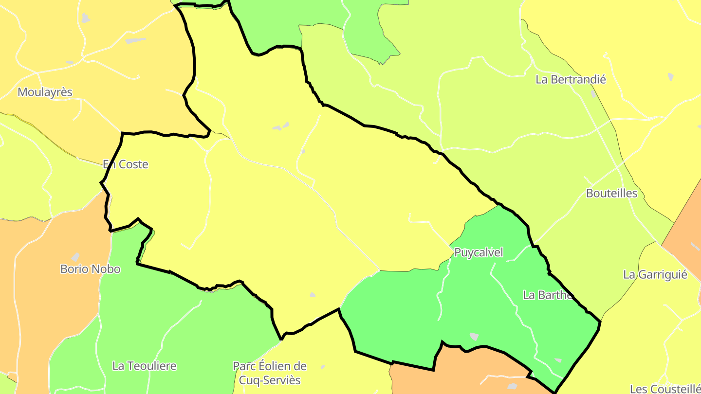 Carte des prix de l'immobilier Puycalvel