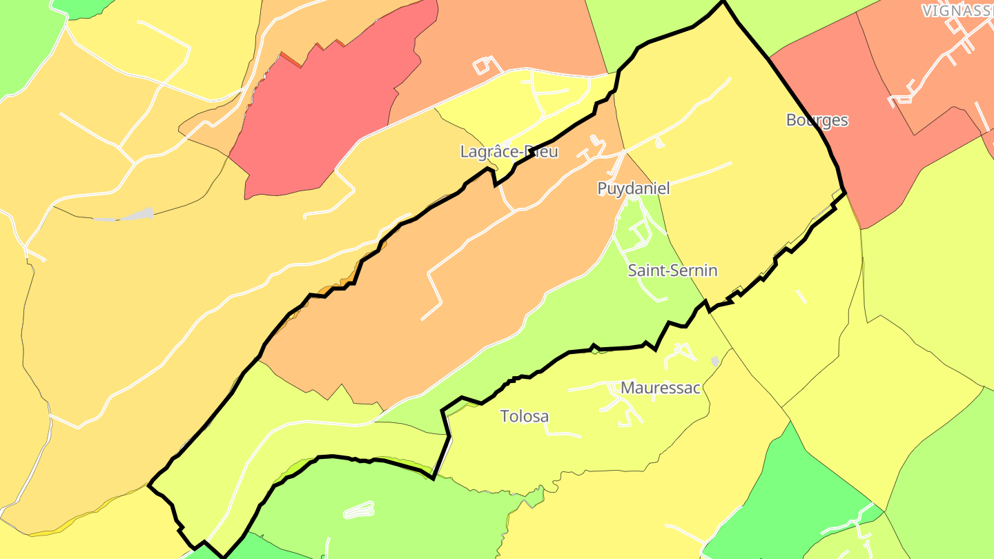 Carte des prix de l'immobilier Puydaniel