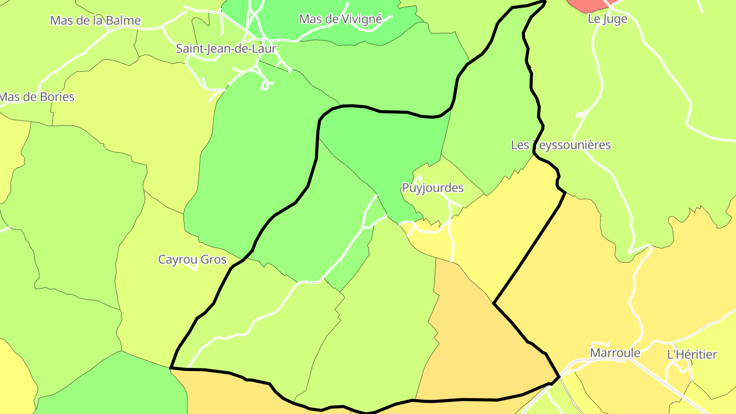 Carte des prix de l'immobilier Puyjourdes