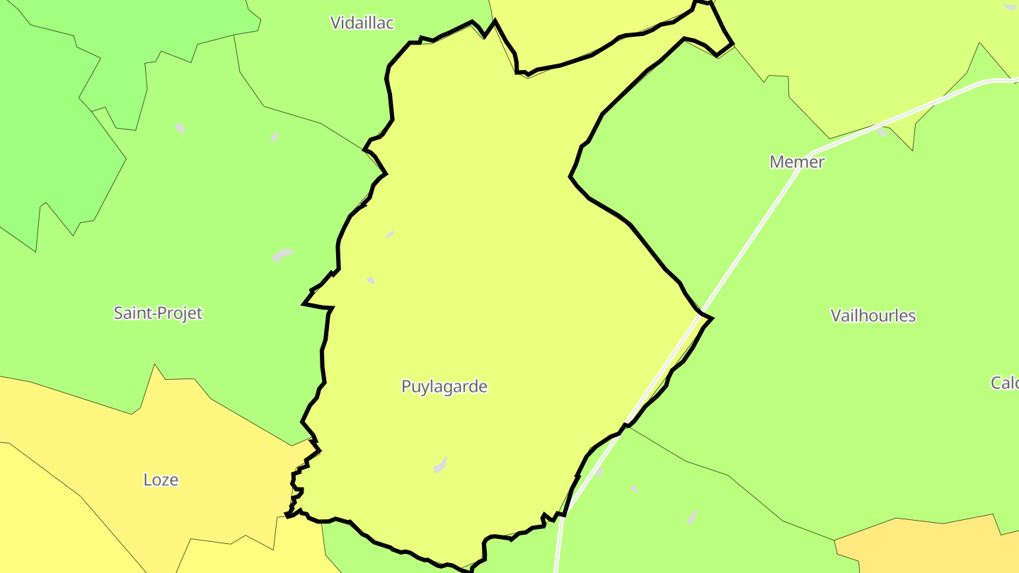 Carte des prix de l'immobilier Puylagarde